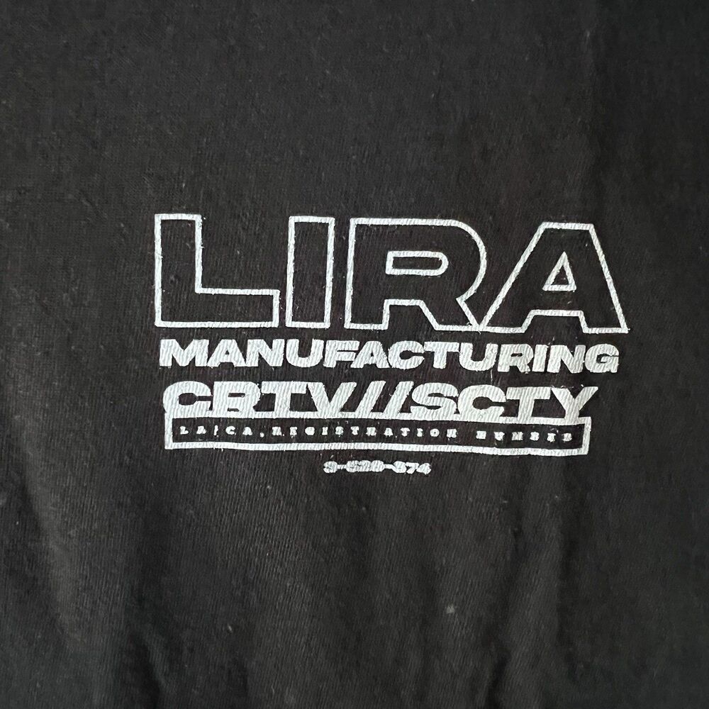 Lira Prescott SS Manufacturing T-shirt - Black W/silver Logo Size Medium